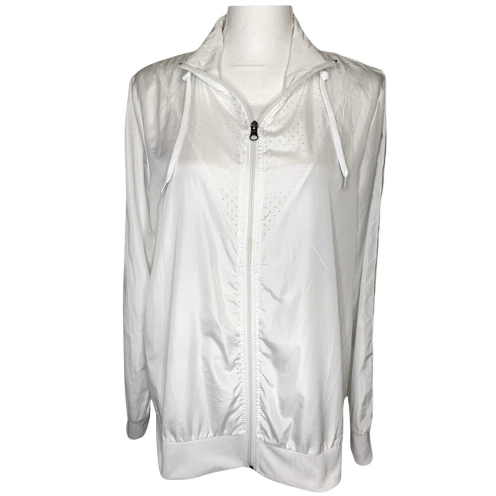 Daisy Fuentes Lightweight Zip up Jacket White/gray Women Large